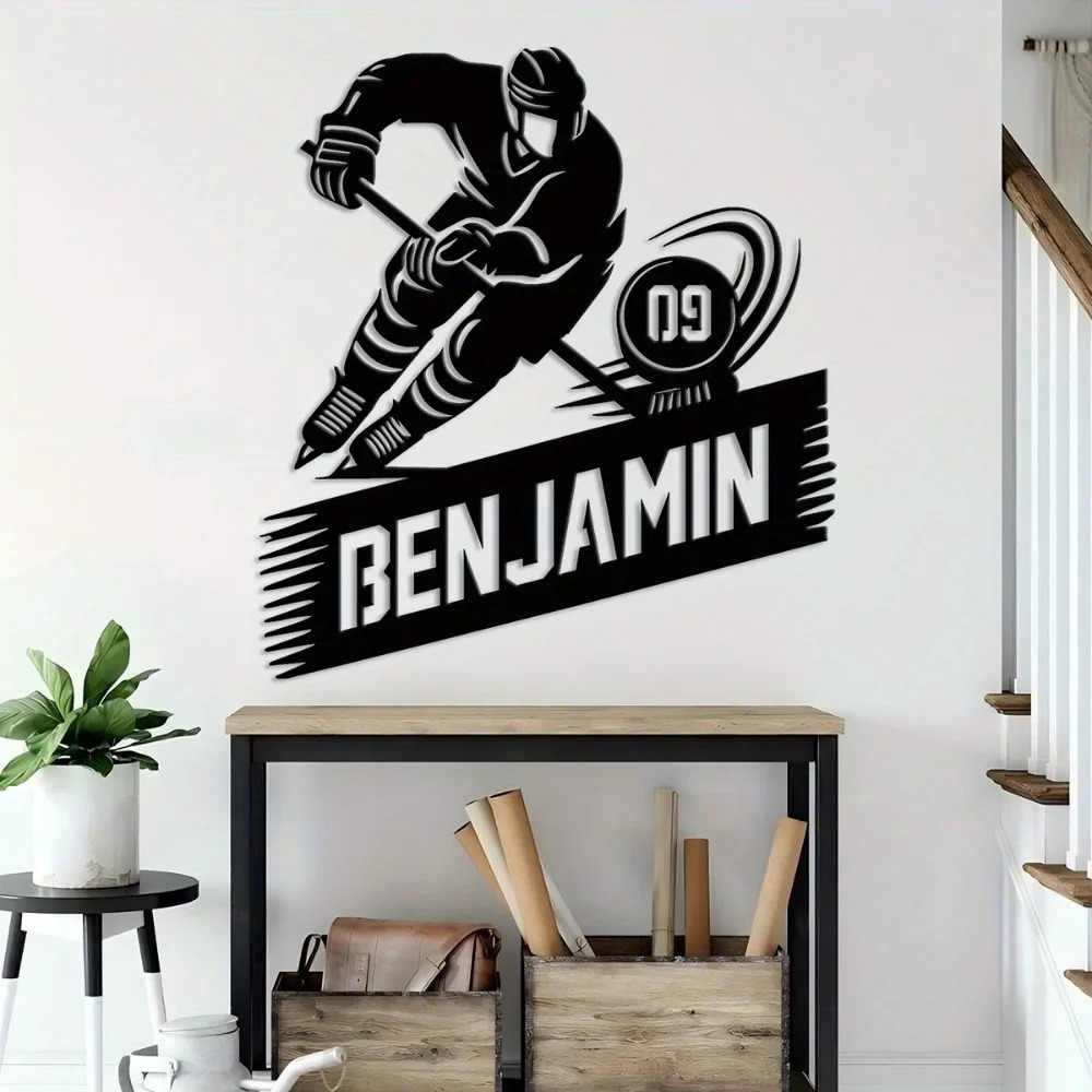 Home Gym Names - 1pc 2D Flat Custom Hockey Player