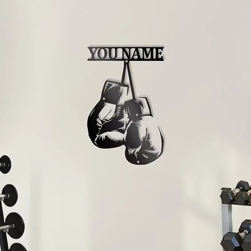 Home Gym Names - Personalized Boxing Gloves Metal Wall Art