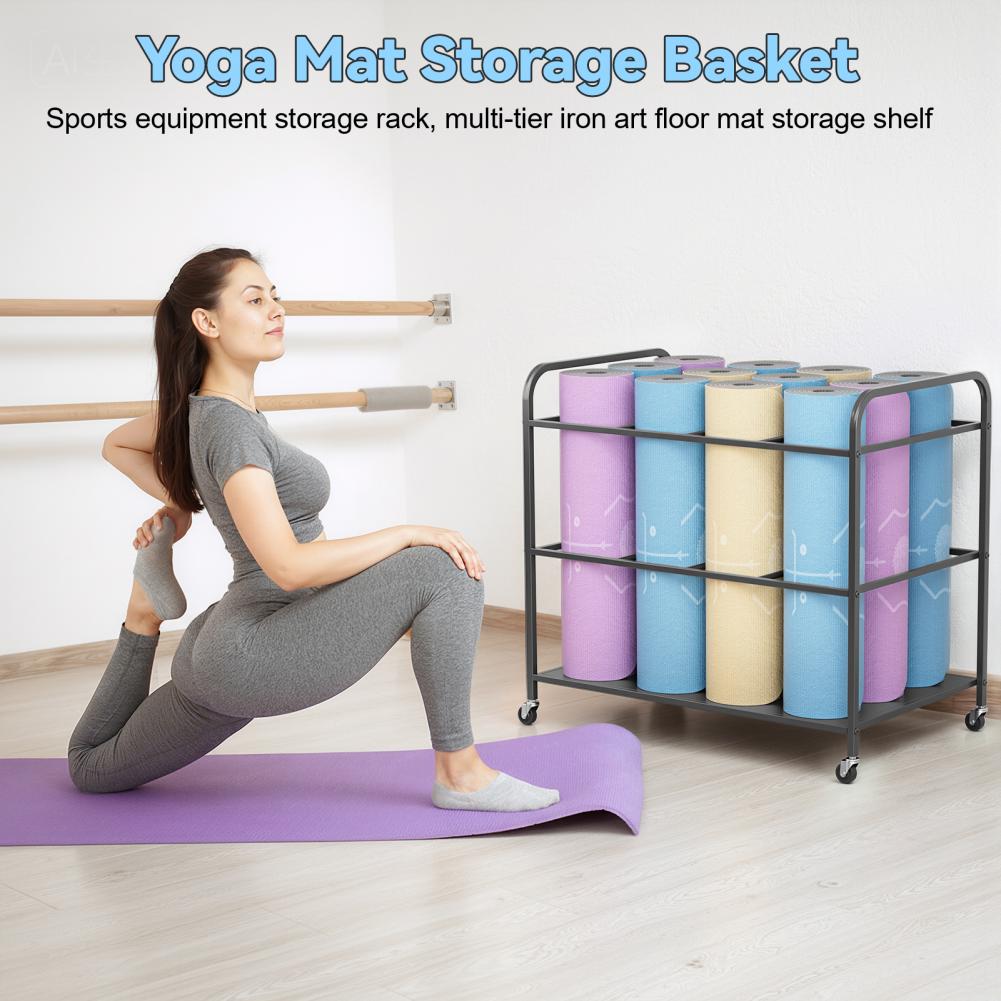 Yoga Mat Storage Rack with Whe - đánh giá và giá Home Gym Folding Rack