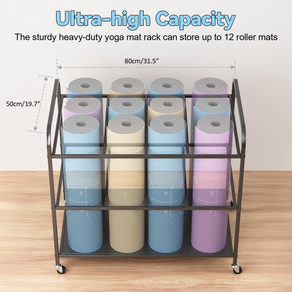 Yoga Mat Storage Rack with Whe - đánh giá và giá Home Gym Folding Rack