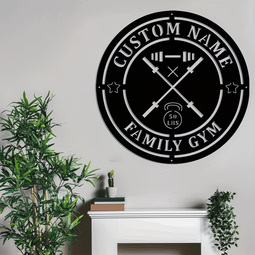 Custom Gym Metal Sign with Bar - đánh giá và giá Home Gym Names