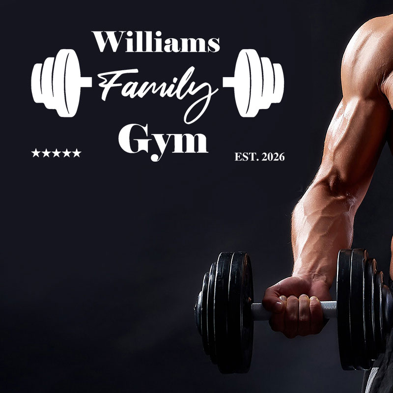 Custom Family Name Gym Wall De - đánh giá và giá Home Gym Names
